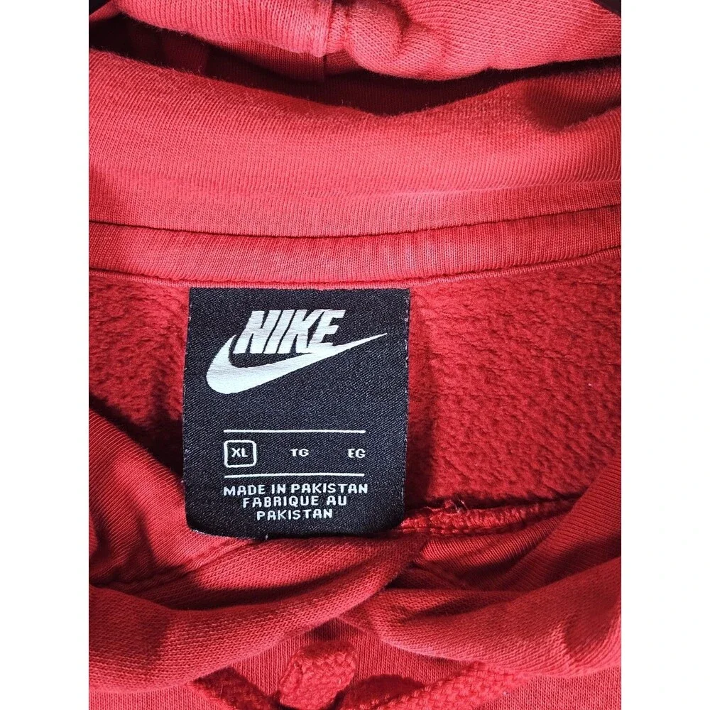 Nike Sportswear Hoodie Mens XL Red Just Do It Box Logo Fleece Pullover Gorpcore